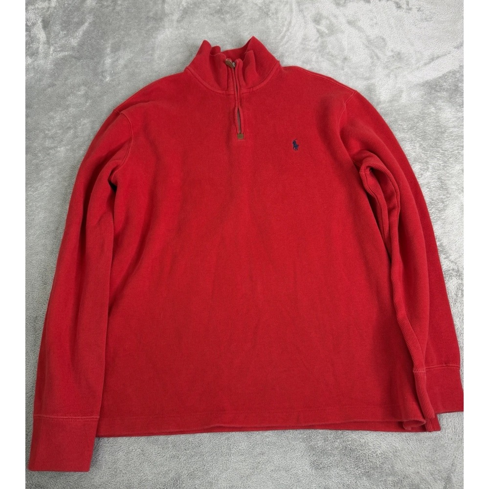 Polo Ralph Lauren 1/4 Zip Pullover Sweater Men's Size Large Red Preppy